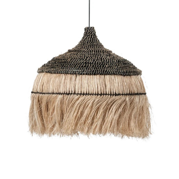 Allasio Hängelampe – Schwarz Natur Abaca – ⌀ 50 cm