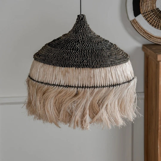 Allasio hanglamp - zwart naturel abaca - ⌀ 50 cm